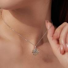 WOSTU 1 Pc 925 Sterling Silver Plate Gold Cute Lucky Cat Four Leaf Clover Animal Fit Women Girl Bracelet DIY Fashion New Year Jewelry Gifts