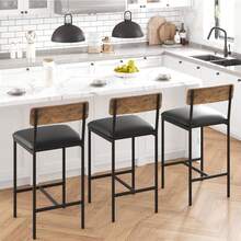 Techigher Dining Table Set For 2, Kitchen Table And Chairs, 3 Piece Counter Height Bar Kitchen Table Set With 2 Upholstered Chairs & 3 Storage Shelves For Small Space, Apartment - 2-piece Bar Stool, Retro Color - View 4