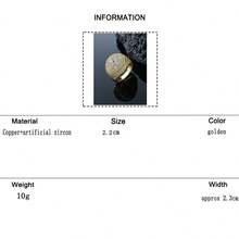 男士水鑽裝飾戒指,適用於首飾類禮品和派對 - 金黃色 - 查看 11