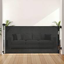 Einziehbares Babygitter Hundegitter ausziehbar auf 143 cm (B) / 795 mm (H), Treppenschutzgitter mit Sicherheitsschloss, Schutzgitter aus Netzgewebe für Treppen Flure drinnen/draußen, Schwarz - Schwarz 55 Zoll Teleskop 33 Zoll - Übersicht 1