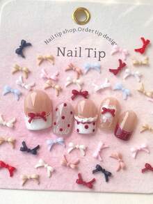 100pcs/Pack Assorted Color 7mm Bow Nail Art Decorations, DIY Nail Jewelry Accessories