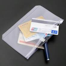 12pcs 6-Hole PVC Transparent Zipper Bags, A6, A5, A7 Sizes; A5, A6, A7 Notebook Storage Zipper Bags; Budget Book, Business Card Album, Loose-Leaf Bags, 12pcs/Set