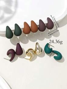 LADYCOCO 6 Pasang/Set Anting-Anting Bentuk Tetesan Air Berwarna-warni yang Modis & Lucu, Cocok untuk Pemakaian Sehari-hari Wanita - MultiWarna - View 2