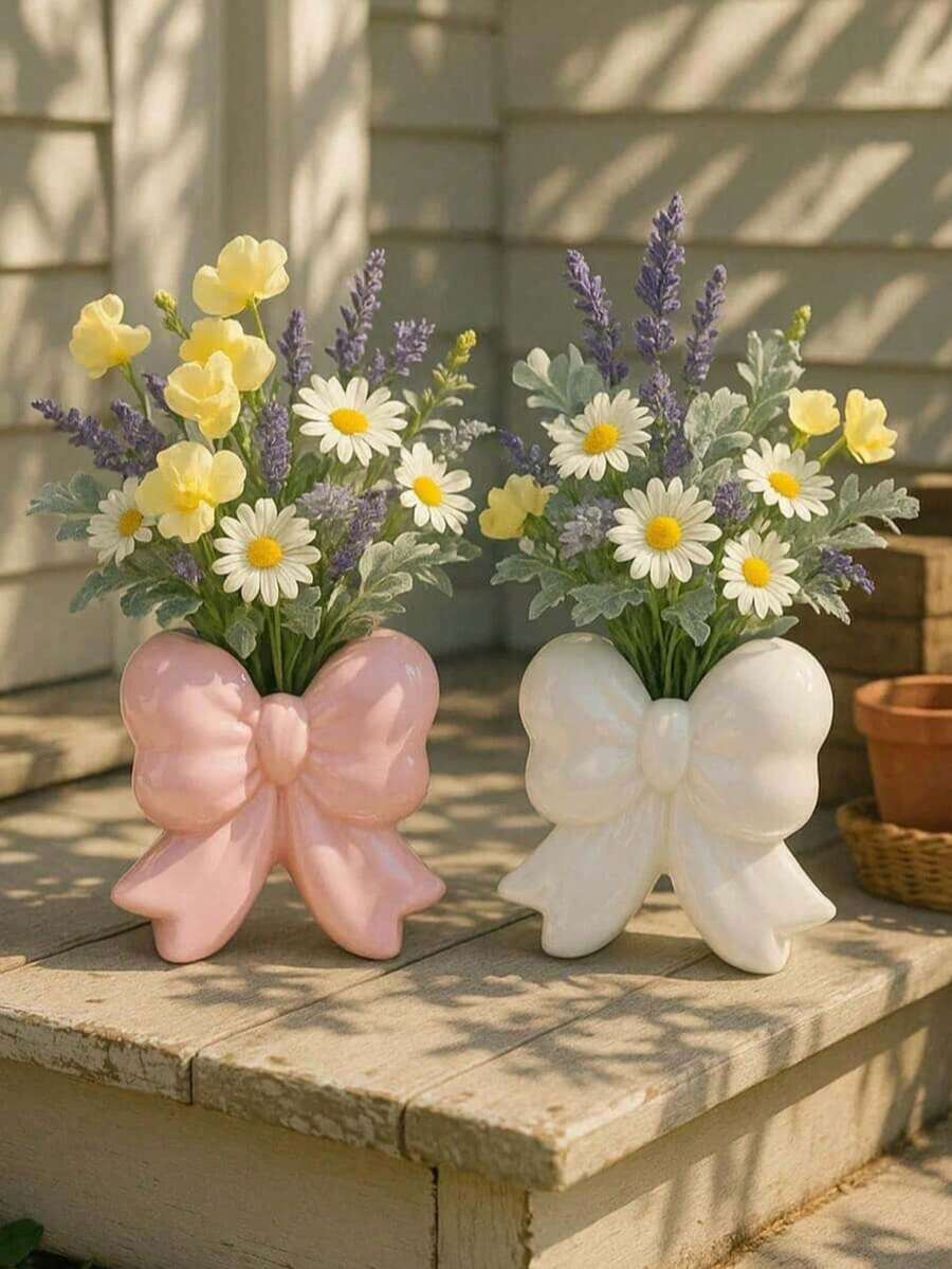 1 Peça Vaso Grande de Laço de Resina, Decoração para Jardim e Prateleiras de Quarto, Rosa e Branco, Adequado para Casa, Quarto, Escritório e Espaços de Estudante, Pode Ser Usado para Armazenamento, Decoração de Casamento, Decoração Doméstica, Organização de Joias, Decoração de Festa, Ótimo Item de Presente.
