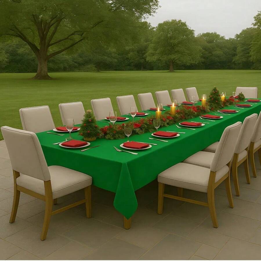Oxford Slub Tablecloth, 5 Meters, Plain, For Events And Decoration - 綠色 - 查看 1