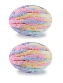 1pc/Roll Finger Knitting Plush Yarn, DIY Blanket, Mat, Scarf, Donut Shaped Yarn (Approx. 45-50g Weight, 4m Length, Not Recommended To Purchase 1 Roll As It Cannot Complete 1 Finished Product) - Multicolor - View 18