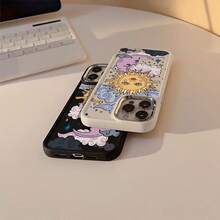 Resistente a quedas sol lua UV impressão silicone macio plating metálico Capinha Capa Para Apple i p h o n e 11 12 13 14 15 16 17 pro max 14 15 16 PLUS 17 AIR x xr xs max anti-impacto design minimalista protetora minimalista antiarranhões que se encaixa perfeitamente cases P15294 - Azul - Visão 3