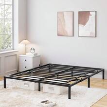 Marco de cama completo de 12 pulgadas, sin necesidad de somier, plataforma de metal resistente, tamaño completo para dormitorio, fácil de montar, silencioso, color negro. - 75,2" de largo x 53,9" de ancho x 12" de alto - Ver 10