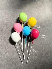 6件彩色氣球蛋糕裝飾品－彩色迷你裝飾，適用於生日蛋糕、婚禮甜點與派對慶祝，適合任何特殊場合，生日氣球、活動與派對用品 - 彩色 - 查看 1