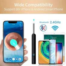 Ear Wax Removal - Earwax Remover Tool With 8 Pcs Ear Set - Ear Cleaner With Camera - Ear Camera With 6 Ear Spoon Replacement- Ear Cleaner For IOS & Android - Black - View 2
