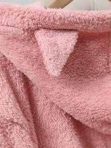 Women's Fashionable Solid Double-Sided Fluffy Applique Cat Ear Cute Casual Hoodie,Long Sleeve Tops