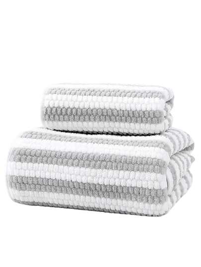 Set de 2 piezas de toalla de bebé y toalla de baño de felpa de coral suave y absorbente, paquete familiar