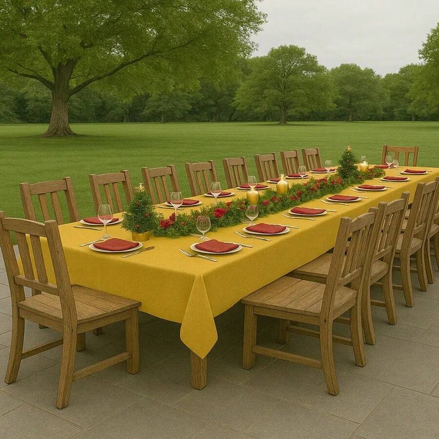 Oxford Slub Tablecloth, 5 Meters, Plain, For Events And Decoration - Yellow - View 1