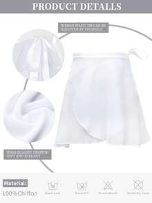 女士芭蕾舞裙，高弹力系带雪纺芭蕾舞裙，适合成人舞者、滑冰、瑜伽，系带雪纺芭蕾舞裙，薄纱芭蕾舞裙，适合芭蕾舞和舞蹈，时尚舞蹈裙，适合肚皮舞 - 淺灰色 - 查看 4