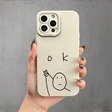 Funda de teléfono de moda Tongyan Simple Line Person OK, adecuada para iPhone 11, 12, 13, 14, 15 Pro Max, 12 Pro Max, 13 Pro Max, 14 Pro Max, XR, 15, 15 Pro, 15 Pro Max, 16, 16 Pro, 16 Pro Max, 17, 17 Pro, 17 Air, 17 Pro Max, diseño para chicas y mujeres, TPU suave, a prueba de golpes, más protector y femenino. - 1 pieza - Ver 4