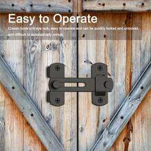 Heavy Duty Barn Door Lock Kit - 180°/90° Flip Sliding Latch & Door Lock, Easy Install For Barn Doors,Pet Doors, Bathrooms, Sliding Doors, Garage & Cabinets - Black - View 9