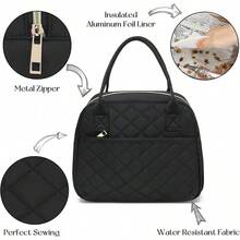 Lunch Box For Women Insulated Lunch Bag Lunchbox Cooler Thermal Leakproof Quilted Reusable Lunch Tote Bag For Work School Travel Picnic Black - 黑色 - 查看 5