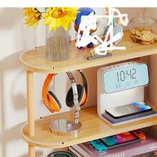 1pc Wooden Corner Desktop Bookshelf, Multi-Layer Storage Rack, Desktop Organizer Shelf, Simple Small Wooden Stand, Desktop Book Holder, Wooden Book Stand - Multicolor - View 5