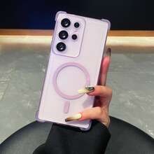 新款磨砂磁吸哑光半透明/全覆盖/防摔保护/磨砂亲肤感手机壳，兼容三星、苹果、vivo、OPPO等品牌手机。 - 淡紫色 - 查看 4