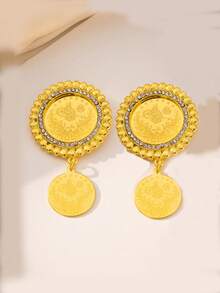 Herseygold 1pc Middle Eastern Turkish Copper Gold-Plated Women Brooch Scarf Clip, Luxury Bridal Jewelry, Lucky Gift - Gold - View 1