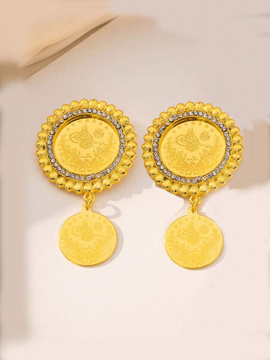 Herseygold 1pc Middle Eastern Turkish Copper Gold-Plated Women Brooch Scarf Clip, Luxury Bridal Jewelry, Lucky Gift - Gold - View 1