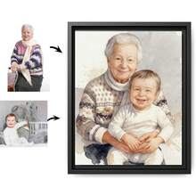 Custom Commemorative Portrait - Merge Multiple Photos Into One - Add Deceased Loved Ones - Personalized Watercolor Digital Art - Gift For Parents - Multicolor - View 4