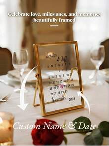 1件个性化亚克力日历相框牌匾，可保存重要日期，适合家居装饰，浪漫礼物，也适合生日、周年纪念日、毕业典礼、婚礼等场合，象征永恒的爱，美观的房间装饰 - 多色 - 查看 7