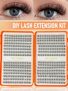 384pcs D-Curl Cluster False Eyelashes, DIY Makeup Essential, Large Capacity, Soft & Natural, Beginner-Friendly, Thick & Fluffy, Individual Lash Set, Long-Lasting & Dense, Mixed Styles, Suitable For Beginners & Everyday Use, Applicable For Weddings, Parties, Cosplay, And Music Festivals - Multicolor - View 4