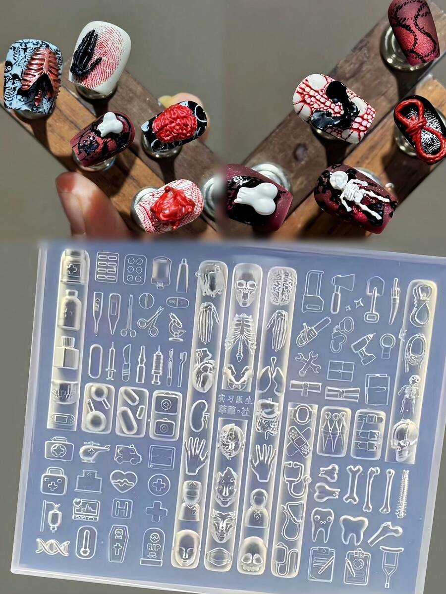 1pc Punk Precise Large Size Transparent Silicone Mold, Nail Art Mold, Medical/Dental Tool - Trong sáng - Xem 1