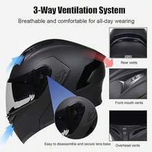 BMX HelmetMotorbike Modular Hel-Met Full Face Flip Up Motorcycle Hel-Met Dot Approved Lightweight Ventilation Design with Double Visor For Adult Men and Women - A1 - Ver 6