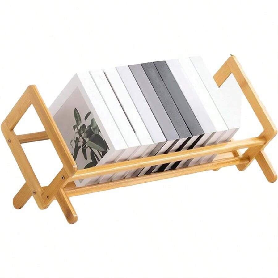 Desktop BookshelfDesktop Bookshelf - Wooden Tabletop Storage Organizer for CDs Journals Documents and Books Perfect for Bedroom Office Living Room Classroom Library or School Compact and Stylish Household - Color madera - Ver 1