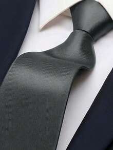 Solid Color Pinstripe Ties - Various Styles Of Formal Ties For Business And Work Environments. - 深灰色 - 查看 2