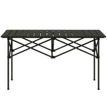 Camping Table, Folding Table With Roll-Up Tabletop, X-Frame, Garden Table Made Of Aluminum, Lightweight, 2-Person Side Table, Folding Table For Garden, Balcony, Camping, 95 X 55 Cm, Black