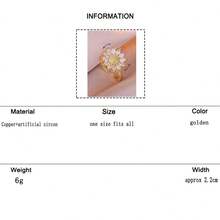 KMT 1pc Copper Zirconia 5-Petal Flower Rotatable Stress Relief Luxury Fashion Open Ring Gift Box For Women - Sunflower - View 11