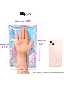 50个防臭可重复密封铝箔袋，透明拉链前袋，珠宝和珠子收纳袋，返校季必备