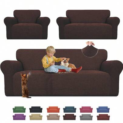 AMOROSA 3 Piezas Fundas Elásticas para Sillones Sala(1 plaza,2 plazas,3 plazas)Cubre Sillones para Sala,Cubiertas para Sillón Antideslizante y Resistente Lavable Fácil de Instalar Suave al Tacto y Resistente a la Suciedad Ideal para Salones Dormitorios Oficinas-Cafe