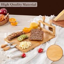 Wooden Cheese Board Set, Charcuterie Sets Cheese Tray Appetizer Board And Meat Platter, With 4 Stainless Steel Cheese Knives Easy To Carry, Perfect For Wedding Gifts Christmas Birthday Parties Halloween Gifts, Kitchen Travel-Friendly, 2/1 Sets - Brown - View 12