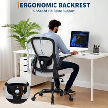 Silla de oficina, Silla de escritorio ergonómica, Soporte lumbar ajustable, Apoyabrazos, Silla de escritorio de computadora de malla, Silla de juego ejecutivo giratoria para el hogar y la oficina - Gris - Ver 7