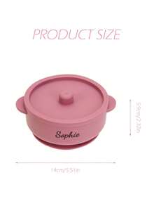 1pc Personalized Customization Name Silicone Children Bowl With Lid Removable Stainless Steel Inner Bowl Suction Base Portable Self-Feeding Kids Tableware - Multicolor - View 11