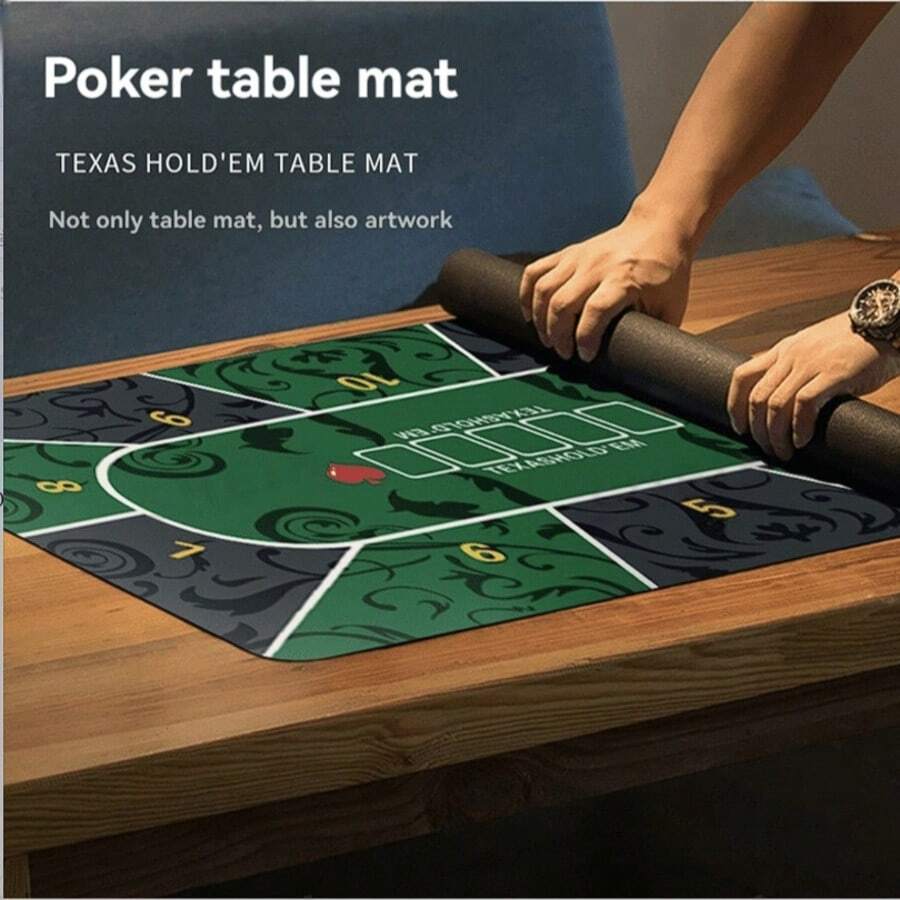 德州扑克垫、扑克鼠标垫、高级豪华便携式扑克桌布、防水扑克布 - 高温热印扑克地毯、降噪、防滑、防污、圣诞礼物 - 彩色 - 查看 1