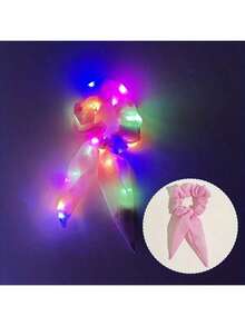 5个装LED发光发圈，彩色羊毛发绳，多种灯光模式，适合夜店、派对、万圣节、圣诞节、节日装饰、霓虹派对配饰、女士缎面弹力发带、圣诞荧光派对用品、母亲节装饰、送给妈妈的礼物、情人节礼物 - 彩色 - 查看 7