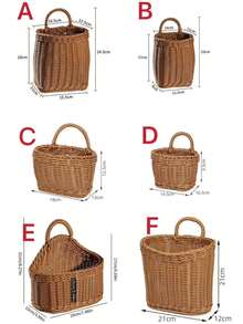 1pc/2pcs Handmade Woven Rattan Storage Basket, Hanging Basket For Kitchen, Living Room, Fruit & Miscellaneous Storage, Outdoor Picnic Basket, Shelf Basket, Washable And Moisture-Resistant, Vintage Garden Woven Rattan Storage Basket, Living Room, Kitchen, Bathroom Hanging Basket, Valentine's Day Gift, Best Gift For Her, Shelf Basket - Multicolor - View 2