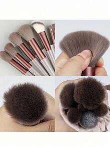 33/20/13/12pcs Brown Makeup Brush Set, Makeup Tool Kit: Includes 13pcs Brown Makeup Brushes, Powder Puff And Makeup Sponges. Different Types Of Brushes Can Achieve Precise Makeup. Daily Makeup Set, Travel Makeup Set, Includes Makeup Brushes, Sponges, Headband And Makeup Bag - Essential Cosmetic Set. Designed For Women, Convenient For Travel, Also A Practical Makeup Accessory. Great Valentine's Day Gift. - Multicolor - View 7
