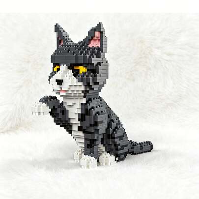 1192片可爱宠物猫主题迷你积木：DIY动物拼装玩具。宠物爱好者的福音。造型灵活可爱，做工精细，无毛刺。包含招财猫、伸懒腰的猫、坐着的猫和腊肠犬等多种造型可供选择。非常适合初学者。培养动物认知能力和耐心。是家居和派对装饰、生日和毕业礼物的完美之选。