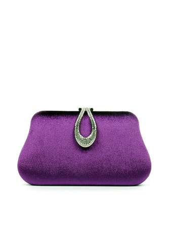 Glänsande sammets-aftonclutch | Lyxig handväska med strassutsmyckning, lämplig för bröllop och fester | Formell bal- och galaclutch