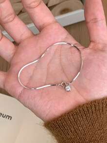 1pc S925 Sterling Silver Bubble & Rhinestone Snake Bone Bracelet, Fashionable High-End Luxury Multi-Layer Design For Women - Bracelet - View 5