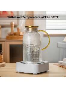 LOVEWE 2pcs Glass Pitcher Set With Lid, 68oz Classic Vertical Stripes Water Pitcher, For Cold Brew, Coffee, Lemonade, Iced Sun Tea, Beverage, Heat Resistant. Making It The Top Choice For Gifts During Christmas, Halloween And Thanksgiving.,  Iced Tea Dispenser, Striped Glass Design, Premium Drink Dispenser, Highquality Pitcher, Drink Dispensing Set, Glass Carafe Set, Coffee Enthusiasts, Tea Lovers - 2件-透明 - 查看 8