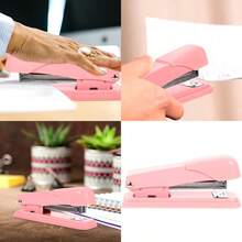 XISH Operitacx Grapadoras de metal para oficina grapadoras de papel para estudiantes accesorios de oficina para mujeres hombres estudiantes profesores color rosa - Rosado - Ver 8