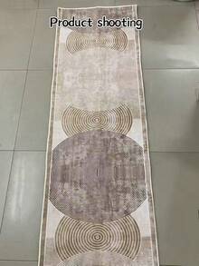 1pc Modern Minimalist Geometric Circle Line Pattern Carpet, Home Decor Rug, Ins Style Rug, Hallway Rug, Long Rug, Suitable For Living Room, Hallway, Bedroom, Kitchen, Entryway, Indoor, Closet, Backyard, Durable And Easy To Clean, Soft And Comfortable Rug, Artistic Bedside Rug, Living Room Welcome Mat