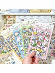 Fashionable Diary Stickers, Cartoon Transparent PET Stickers, Cute Waterproof DIY Stickers, Water Bottle Decorative Materials. They Are Very Suitable For Decorating Water Bottles, Laptops, Luggage, Guitars, Phone Cases, Keyboards And Desktops. - Multicolor - View 2